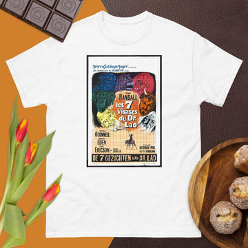 7 Faces of Dr. Lao Movie Poster T-Shirt of classic movie shirt for Halloween Short-Sleeve T-Shirt for Movie Lover Shirt Gift for trick treat