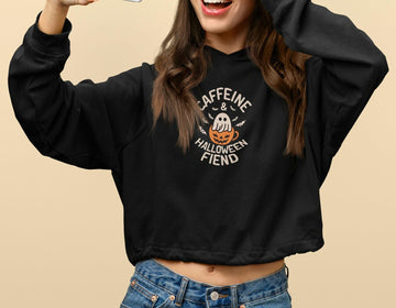 Caffeine and Halloween womans hoodie for Autumn ghost coffee Fall lover gift cute Halloween sweater kawaii sweatshirt top spookie sweatshirt