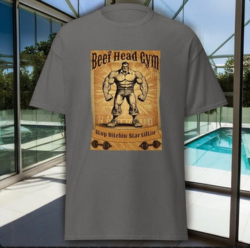 Beef Head Gym T-Shirt for Workout Shirt for weight lifting Funny Gym Shirt Unisex gym Top for Fitness T-Shirt for exercise Trendy gym Shirts