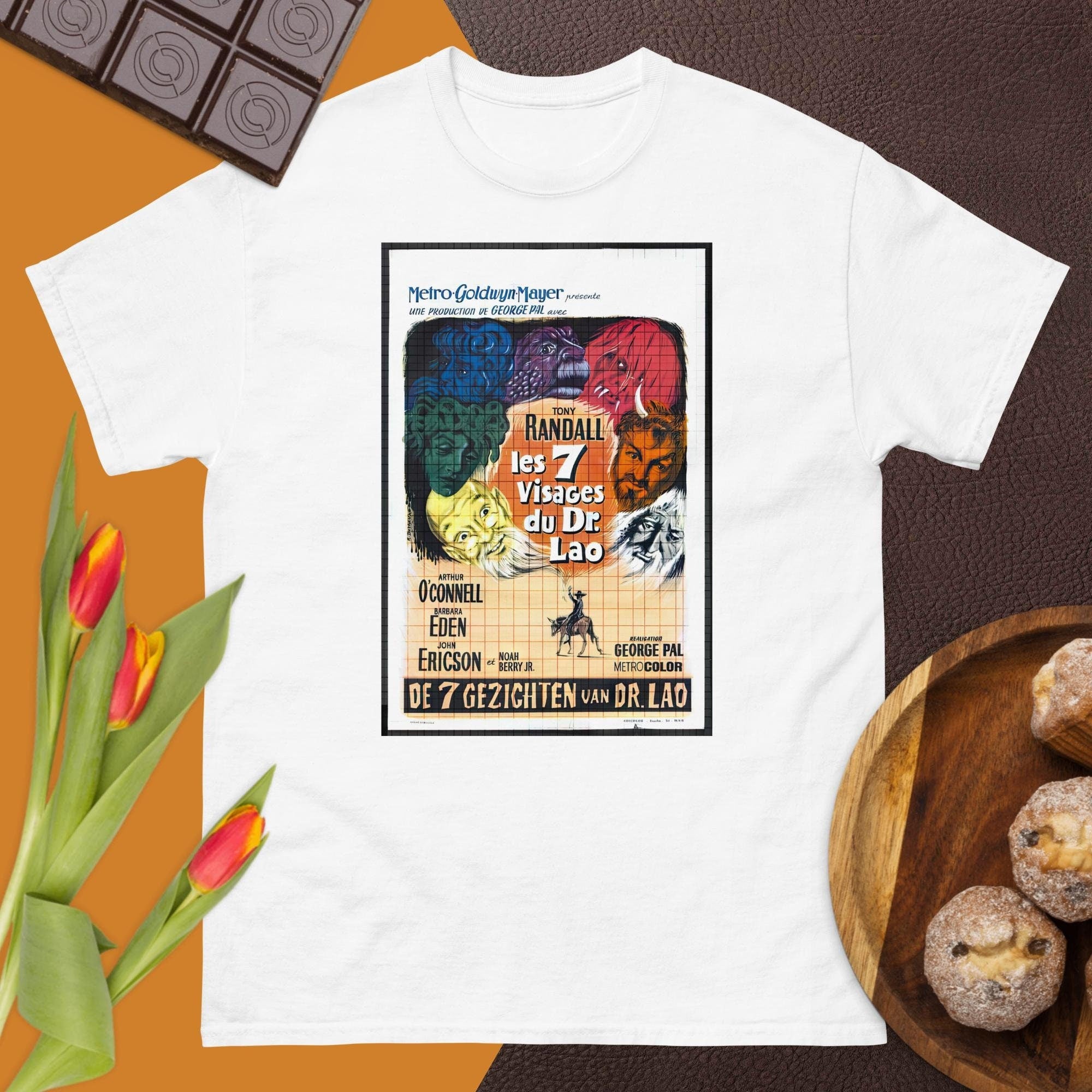 7 Faces of Dr. Lao Movie Poster T-Shirt of classic movie shirt for Halloween Short-Sleeve T-Shirt for Movie Lover Shirt Gift for trick treat