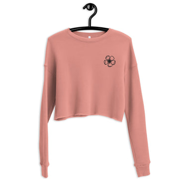 Left chest Embroidered Flower Crop Sweatshirt