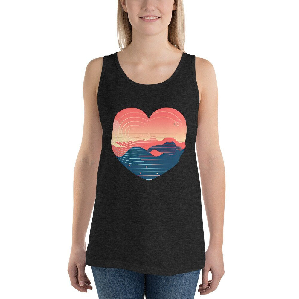 Cute Heart Top Groovy Heart Tank top Gender-Neutral Clothing shirt cute gift tank top valentines gift with heart shape top kindness top