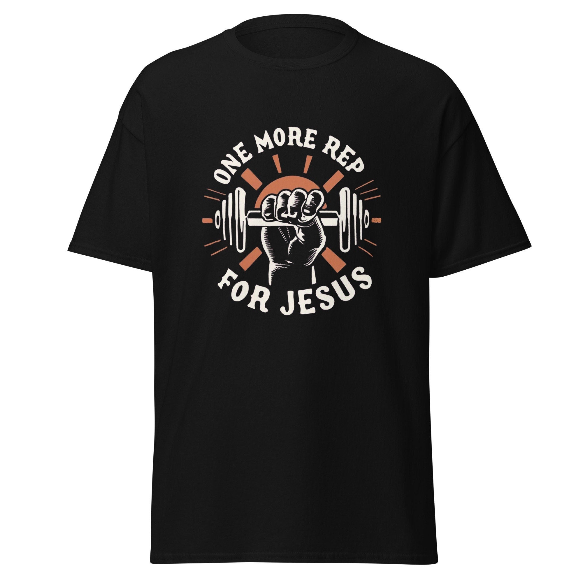 One More Rep For Jesus Unisex Gym T-Shirt for Gym Shirts for Christians who workout funny Gym shirt with Jesus weight lifting TShirt for gym